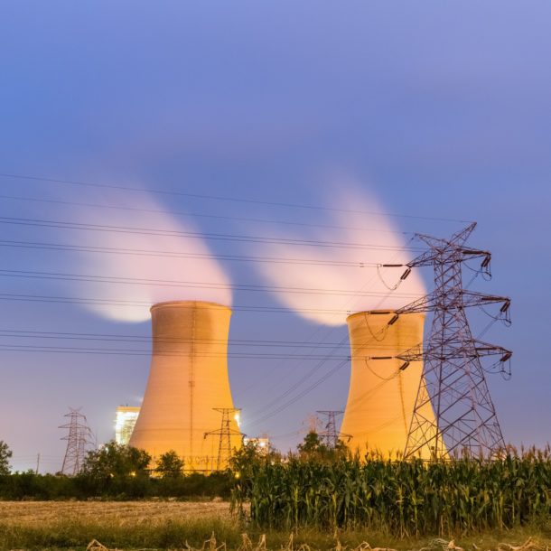 thermal power plant at night