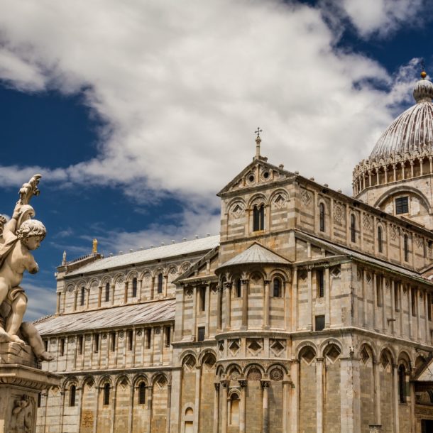 Beautiful ancient monuments in Pisa at summer