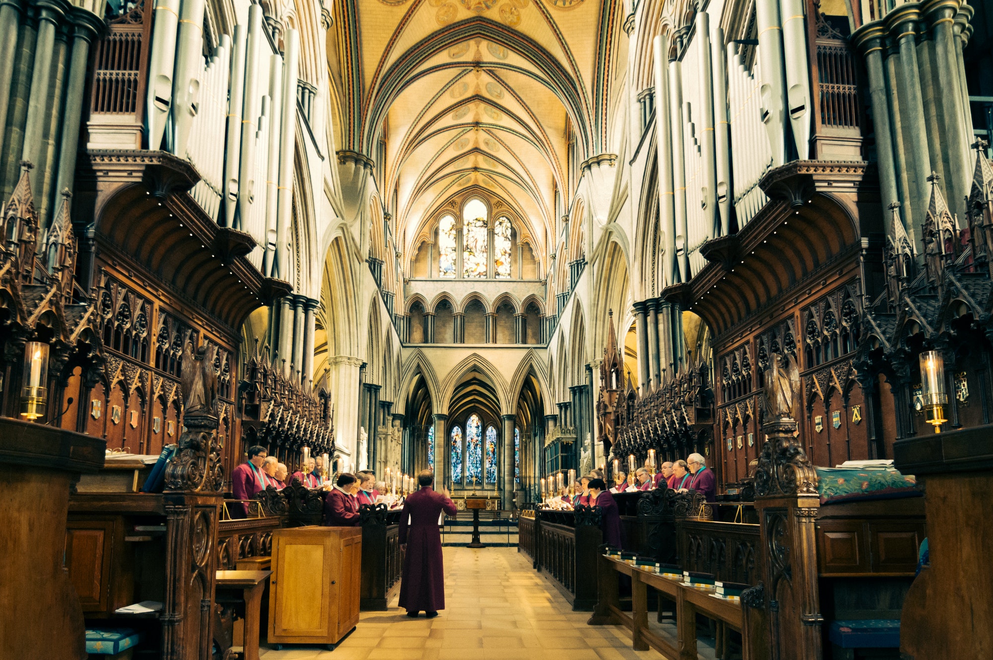 Choir singing in a cathedral