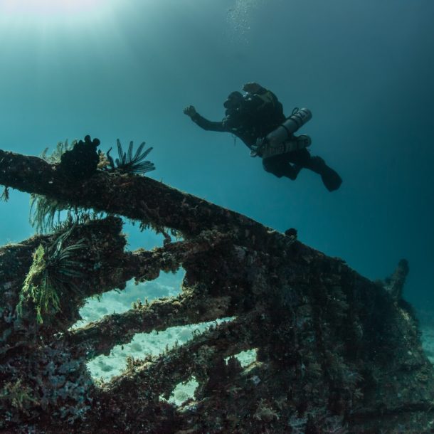 diver over a wreck