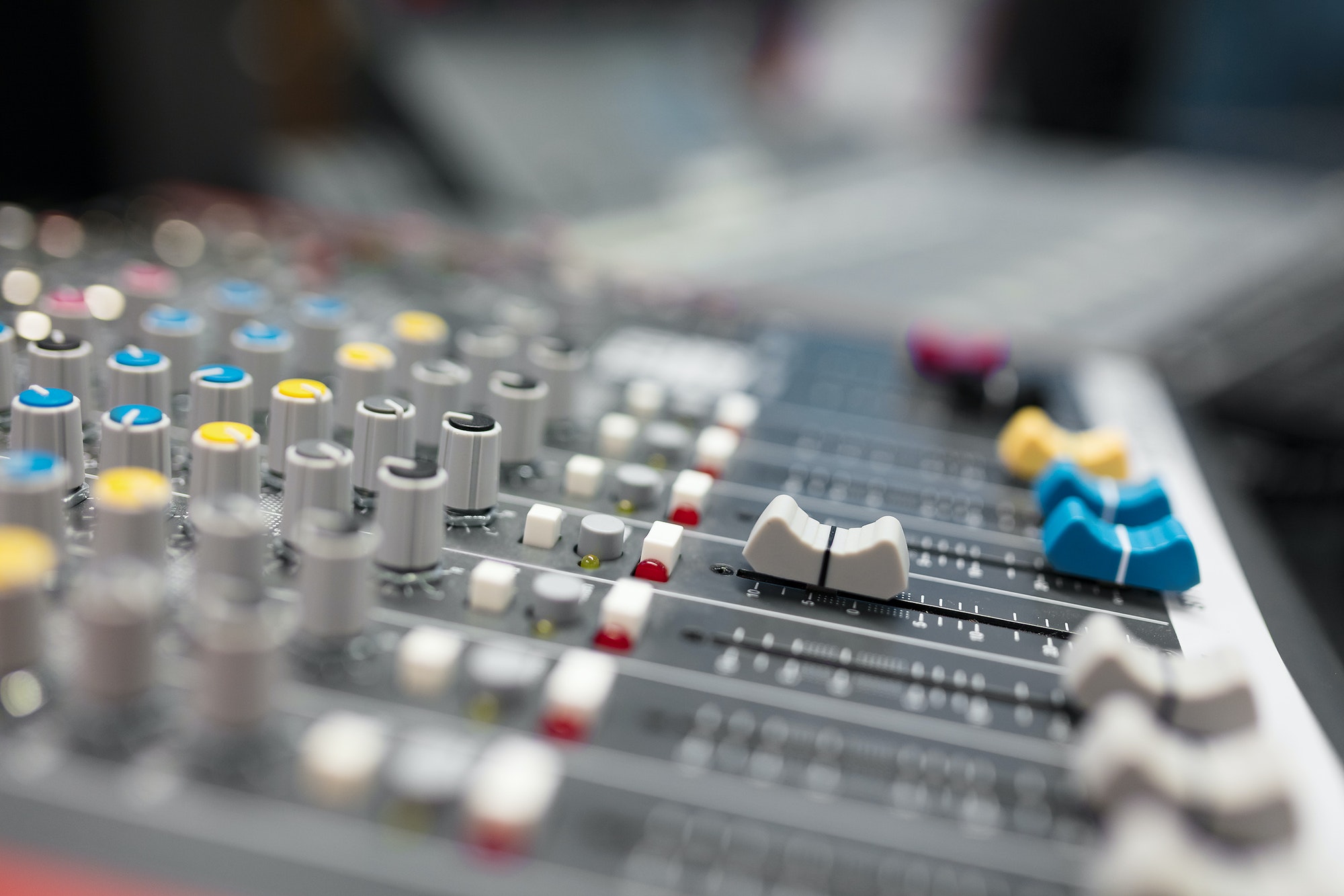 Sound mixer in radio broadcasting and music recording studio
