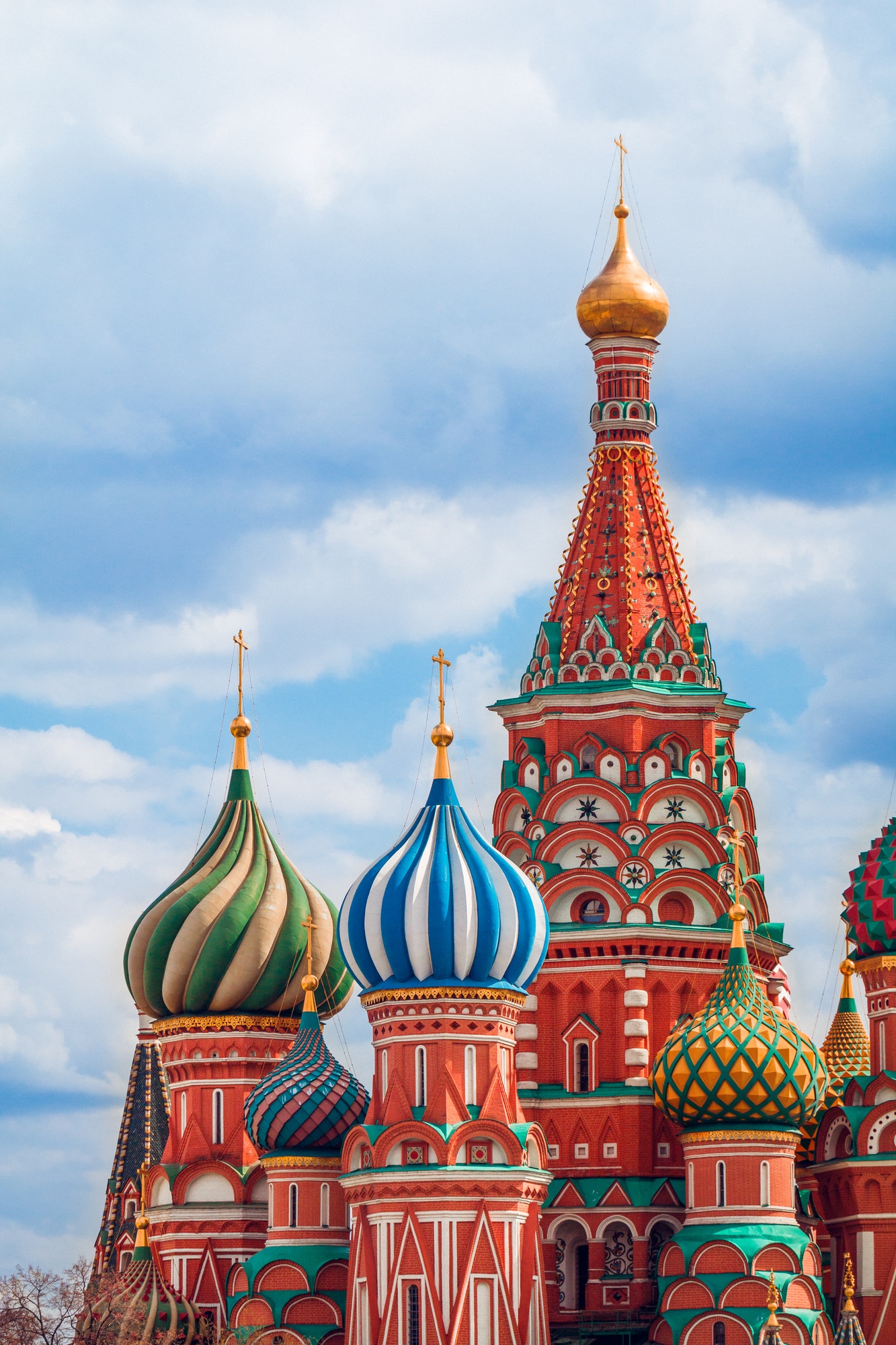 Details of the famous historical sights of St. Basil's Cathedral in Moscow, Russia.