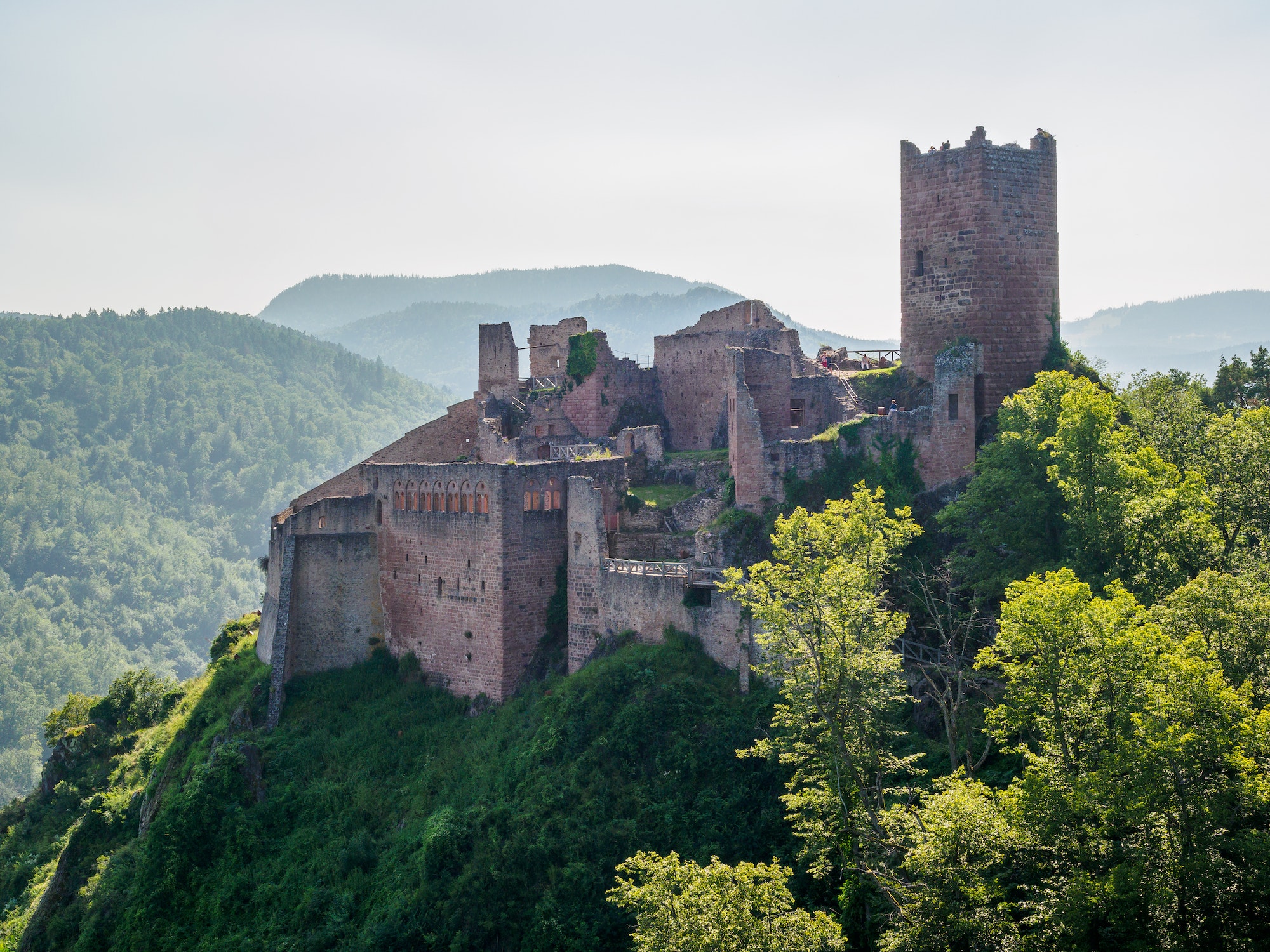 Majestic medieval castle Saint-Ulrich on the top of the hill, Alsace, France