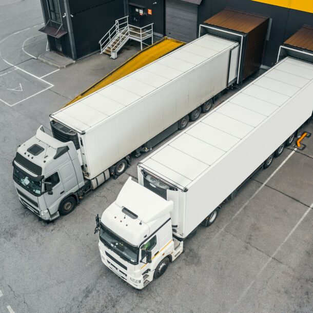 Trucks in the distribution hub