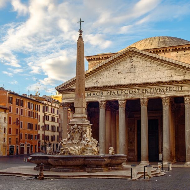 View of Pantheon basilica in centre of Rome